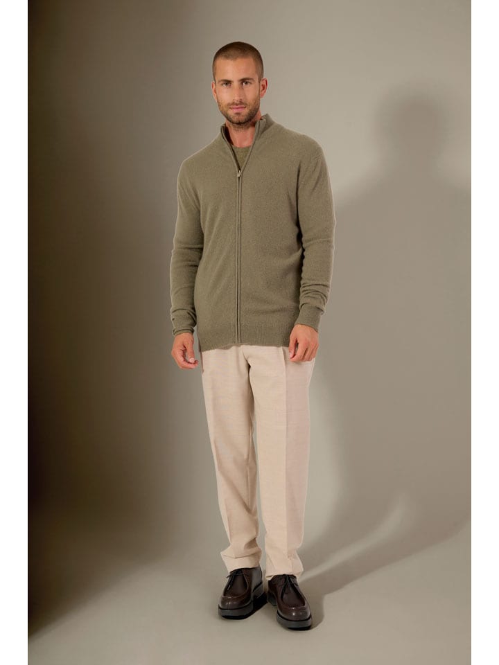 Perfect Cashmere Kaszmirowy kardigan "Cody" w kolorze khaki rozmiar: L