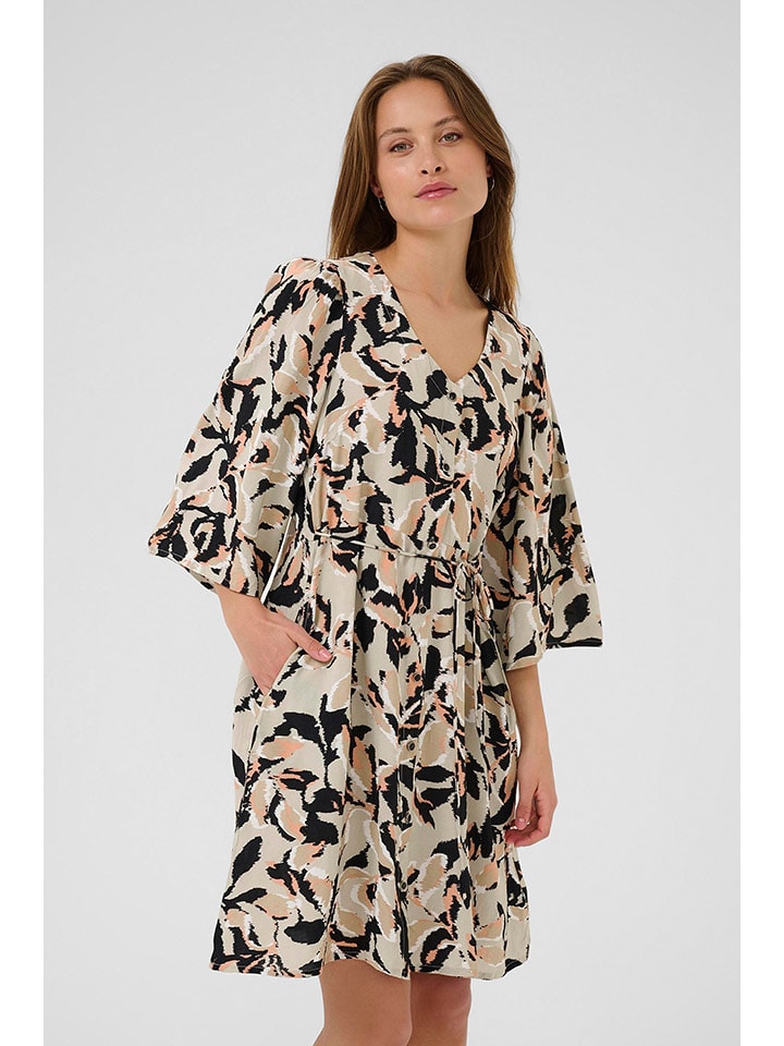Kaffe Sukienka w kolorze beżowo-czarnym rozmiar: 40