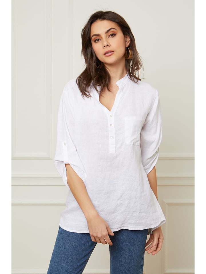 Fleur de Lin Lniana bluzka "Bjorg" w kolorze białym rozmiar: XL