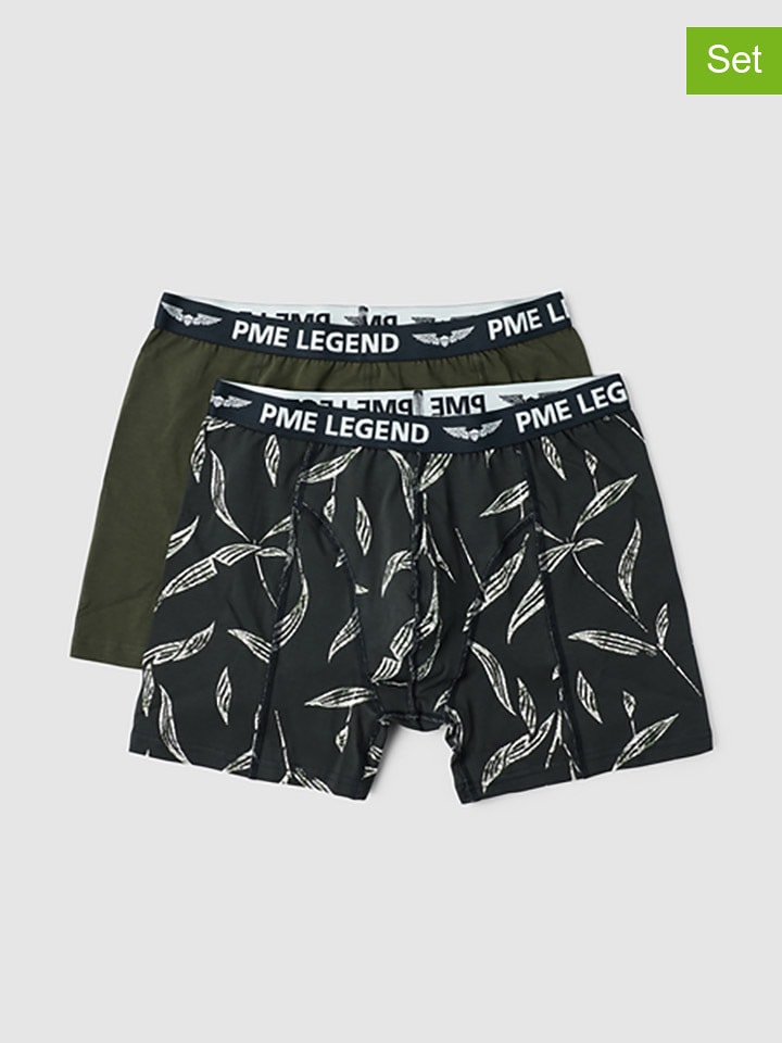 PME Legend Bokserki (2 pary) w kolorze oliwkowo-czarnym rozmiar: XL