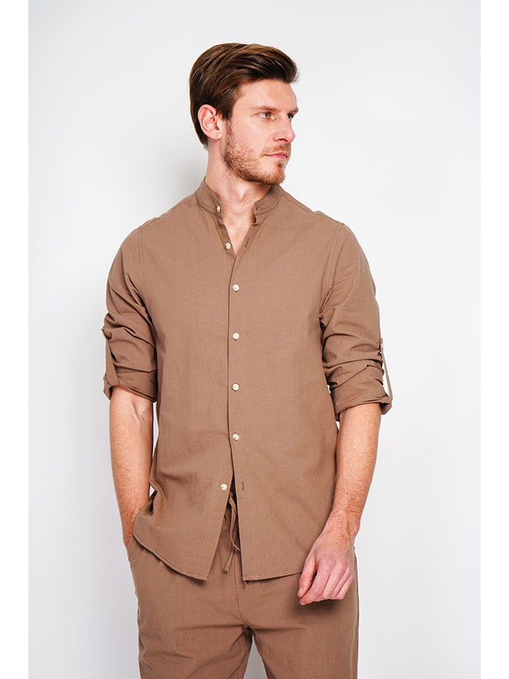 Secret du Lin Lniana koszula w kolorze jasnobrązowym rozmiar: 52