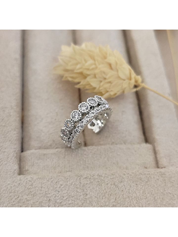 Nakkash Posrebrzany pierścionek z cyrkoniami rozmiar: onesize