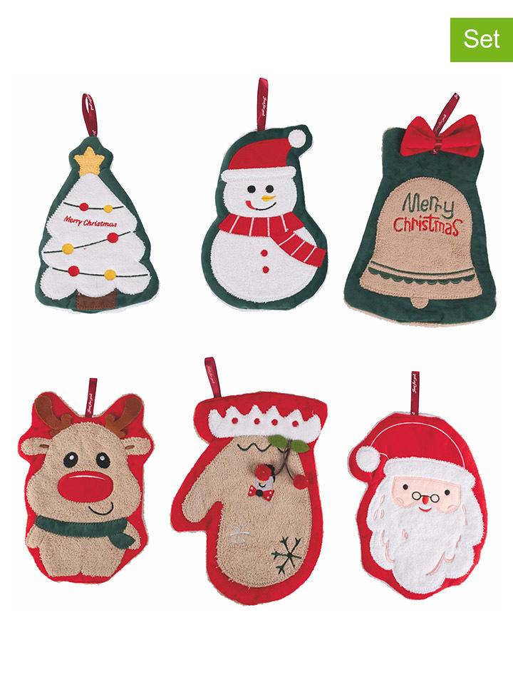 Villa d´Este Zawieszki dekoracyjne (6 szt.) w kolorze zielono-czerwonym rozmiar: onesize