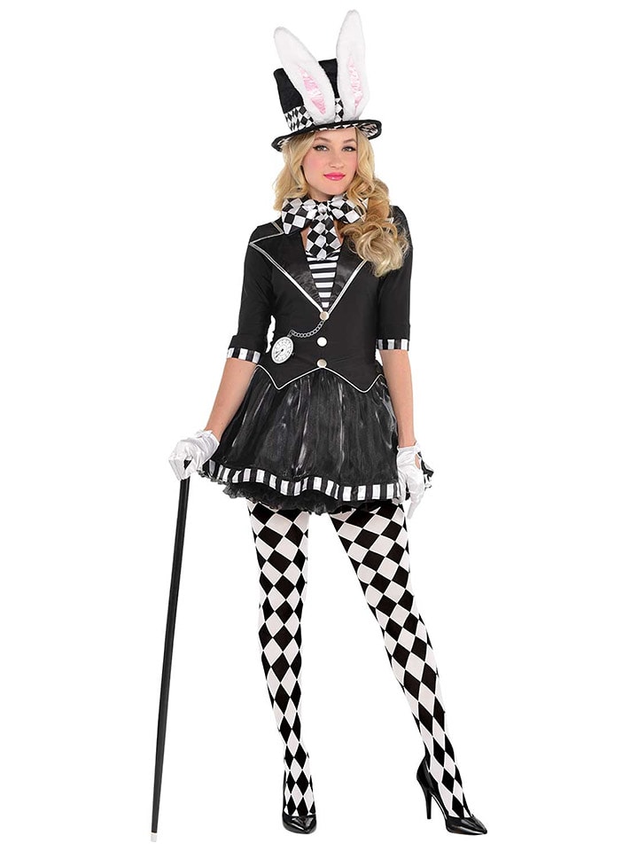 amscan 7-częściowy kostium "Dark Mad Hatter" w kolorze czarno-białym rozmiar: M/L
