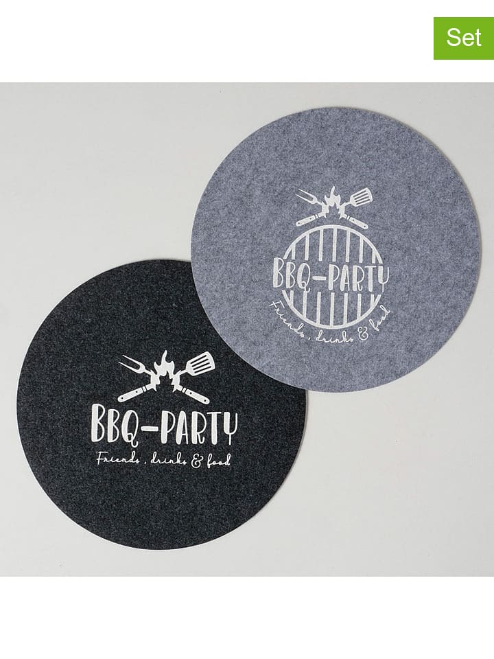 Boltze Podkładki stołowe (2 szt.) "BBQ" w kolorze szaro-antracytowym - Ø 38 cm rozmiar: onesize