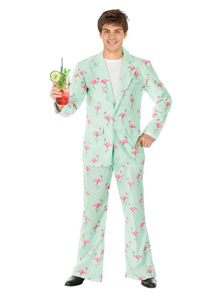 CHAKS 2-częściowy kostium "Flamingo" w kolorze zielono-jasnoróżowym rozmiar: XL