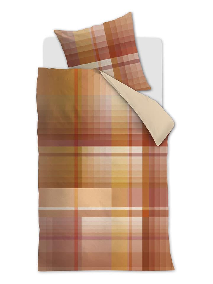 Beddinghouse Komplet pościeli satynowej "Jones" w kolorze pomarańczowym rozmiar: 155x220 cm