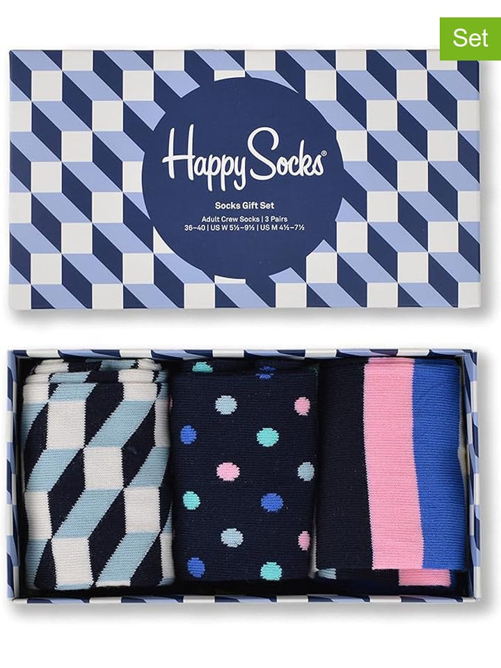 Happy Socks 3-częściowy zestaw prezentowy w różnych kolorach rozmiar: 36-40