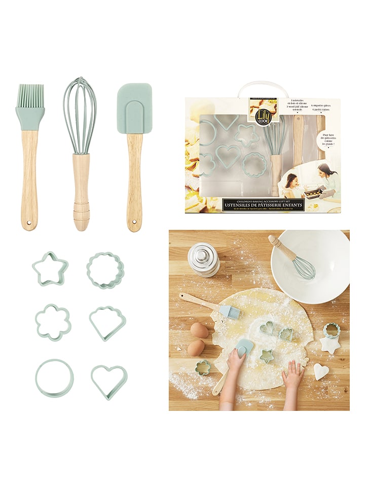 The Home Deco Kids 9-częściowy zestaw dziecięcy w kolorze błękitno-jasnobrązowym do wypieków rozmiar: onesize