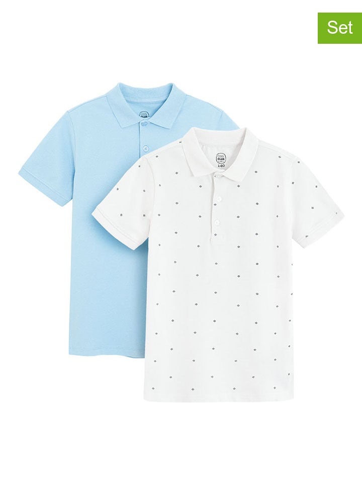 COOL CLUB Koszulki polo (2 szt.) w kolorze białym i błękitnym rozmiar: 110