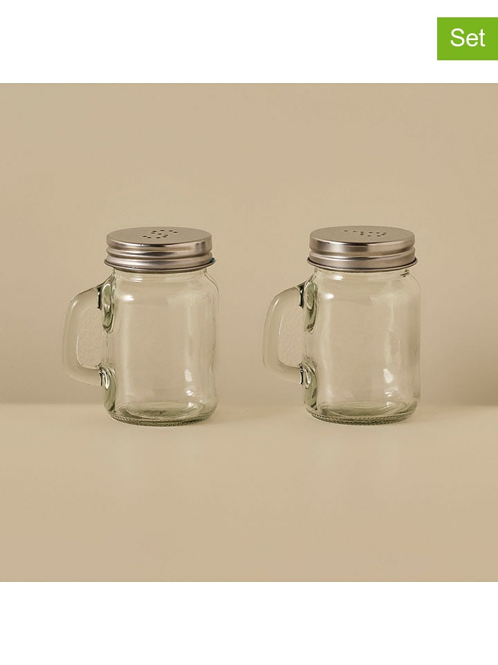 BELLA MAISON 2-częściowy zestaw w kolorze srebrnym - wys. 8,5 x Ø 7 cm rozmiar: onesize