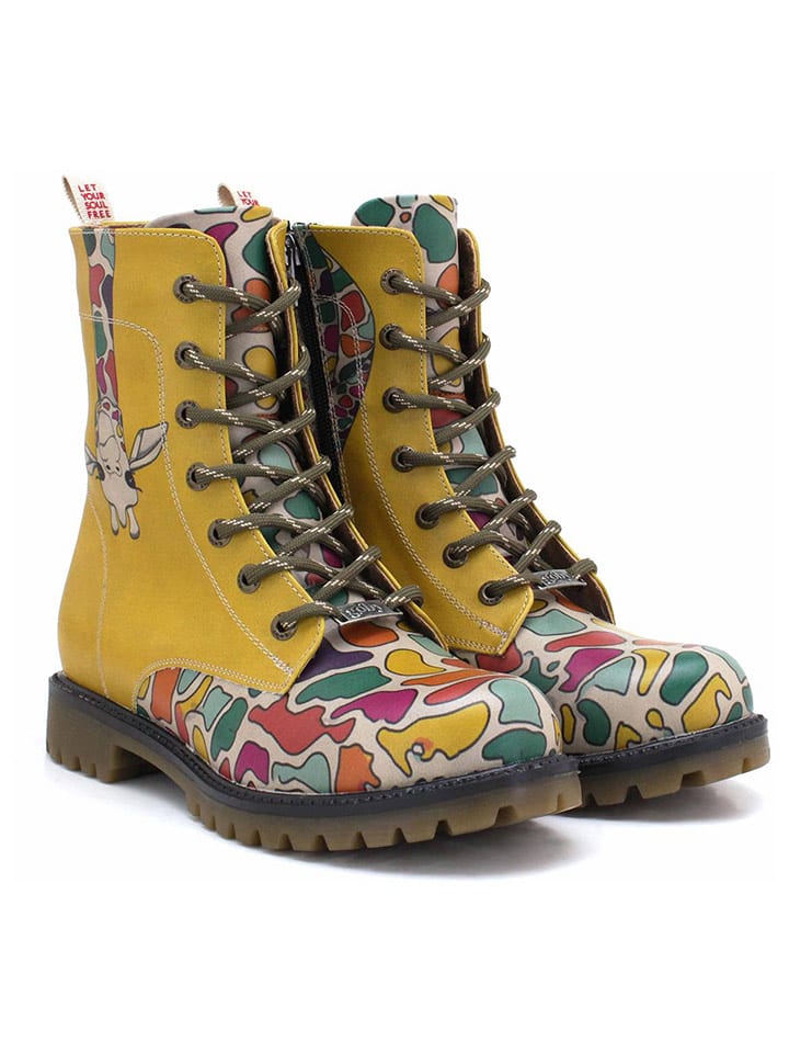 Goby Botki w kolorze żółtym ze wzorem rozmiar: 38