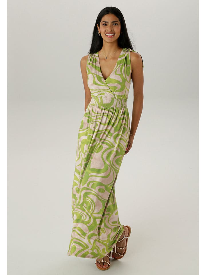 Aniston Sukienka w kolorze beżowo-zielonym rozmiar: 48