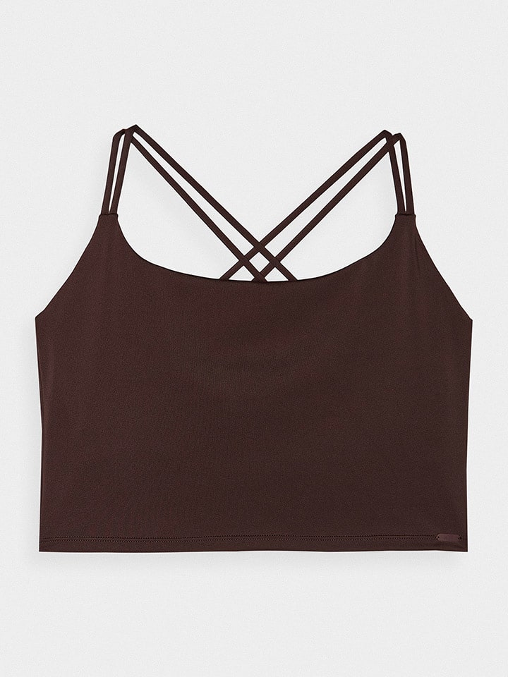 4F Top sportowy w kolorze ciemnobrązowym rozmiar: L