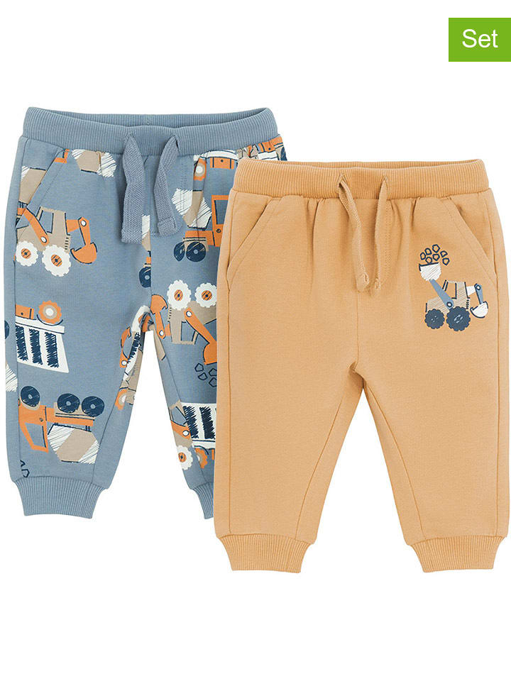 COOL CLUB Spodnie dresowe (2 pary) w kolorze błękitnym i żółtym rozmiar: 86