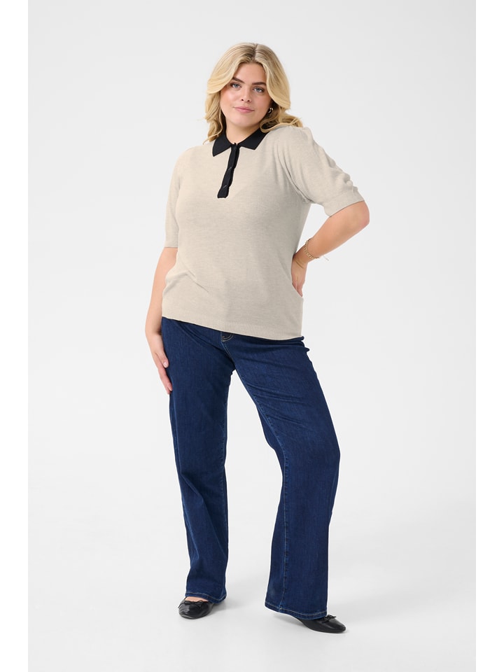 KAFFE curve Sweter w kolorze beżowym rozmiar: XL