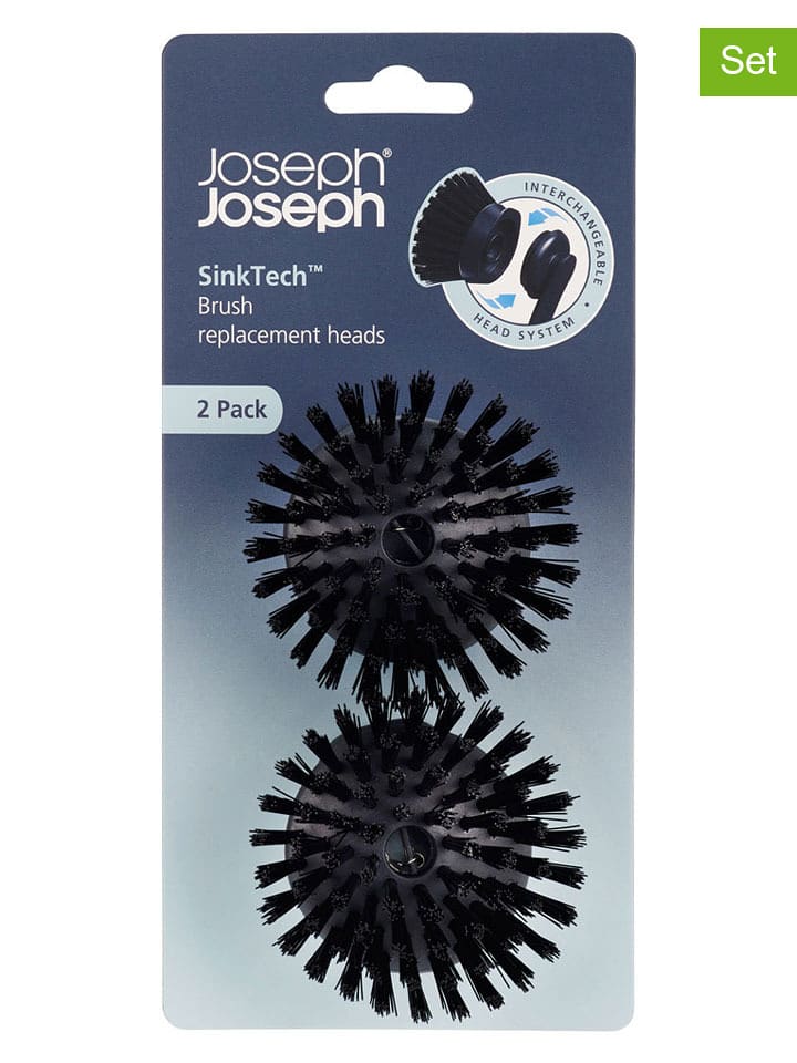 JosephJoseph Wymienne główki (2 szt.) "SinkTech" w kolorze czarnym do szczotki - Ø 7 cm rozmiar: onesize