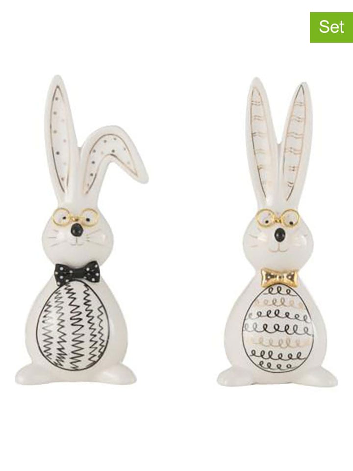 J Line Figurki dekoracyjne (2 szt.) "Robert" w kolorze białym - wys. 20 cm rozmiar: onesize