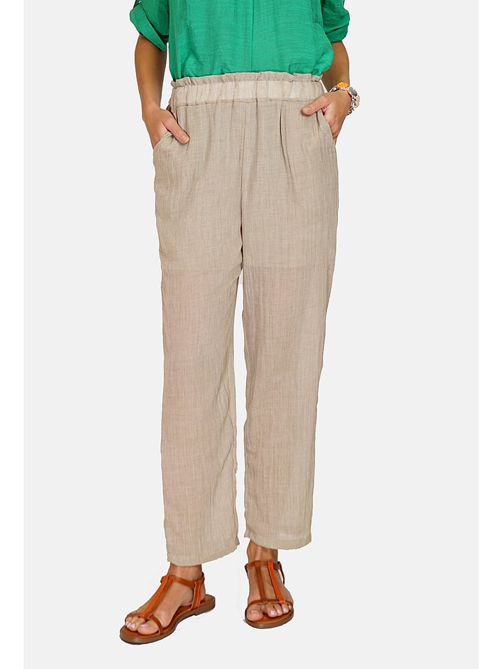 Le Jardin du Lin Lniane spodnie w kolorze beżowym rozmiar: 38