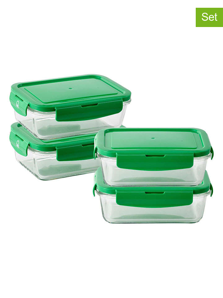 Benetton Pojemniki (4 szt.) w kolorze zielonym na żywność - 840 ml rozmiar: onesize