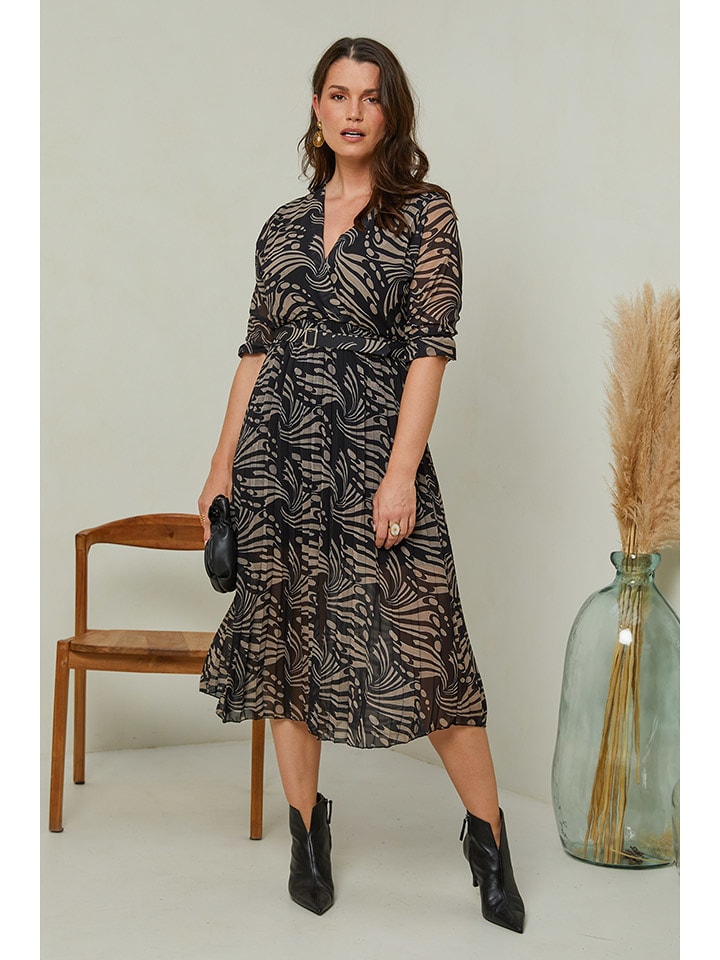 Curvy Lady Sukienka w kolorze czarno-beżowym rozmiar: 40/42