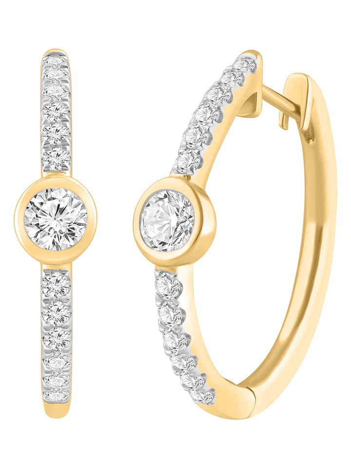 Diamonds lab grown Złote kolczyki-kreole z diamentami rozmiar: onesize
