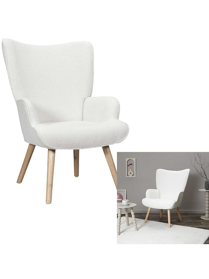 THE HOME DECO FACTORY Fotel w kolorze białym - 68 x 96 x 75 cm rozmiar: onesize