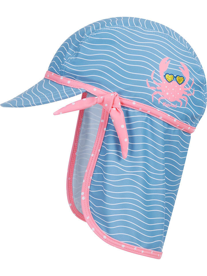 Playshoes Czapka w kolorze błękitnym z osłoną karku rozmiar: 53 cm