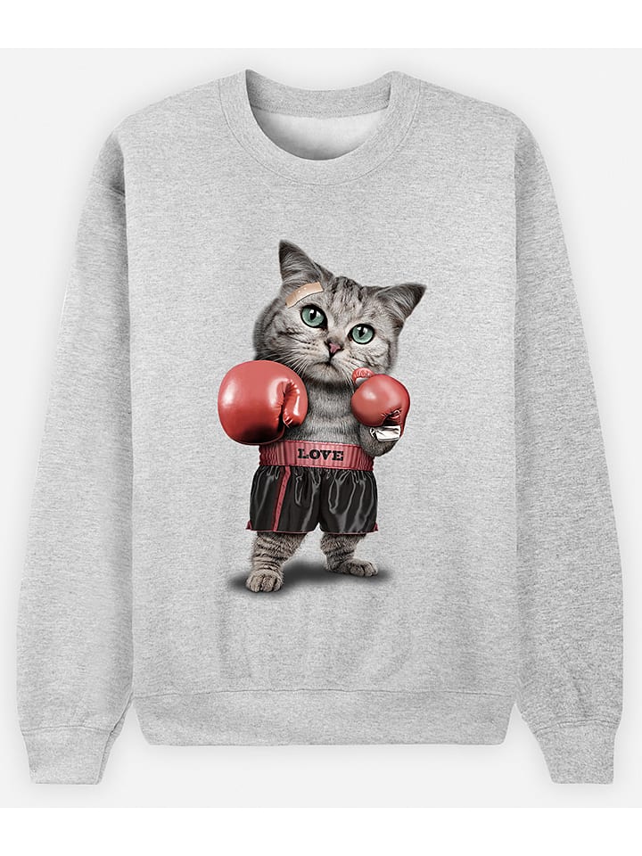 WOOOP Bluza "Boxing Cat" w kolorze szarym rozmiar: XXL