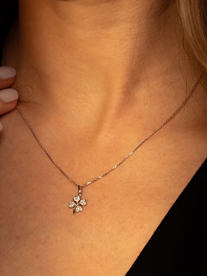 OR ÉCLAT Złota zawieszka "Petit Trèfle" z cyrkoniami rozmiar: onesize