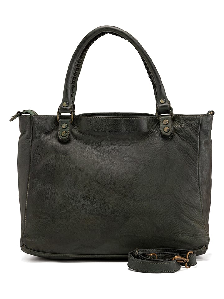 Melina C Skórzana torebka w kolorze ciemnozielonym - 38 x 28 x 18 cm rozmiar: onesize