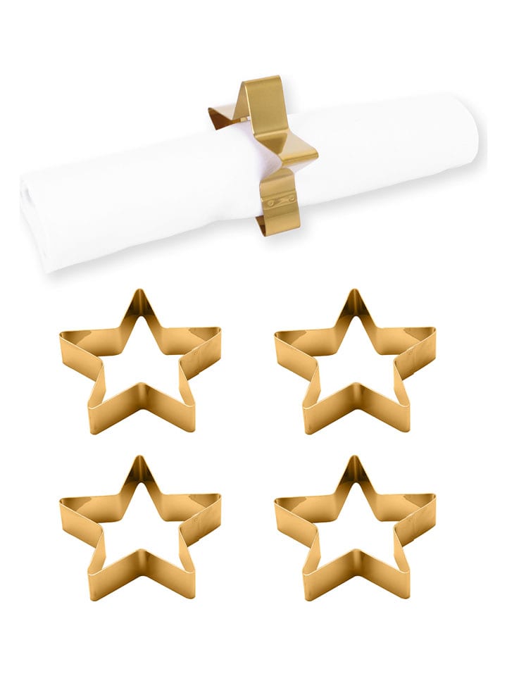 Echtwerk Obręcze (4 szt.) "Star" w kolorze złotym do serwetek - Ø 7 cm rozmiar: onesize