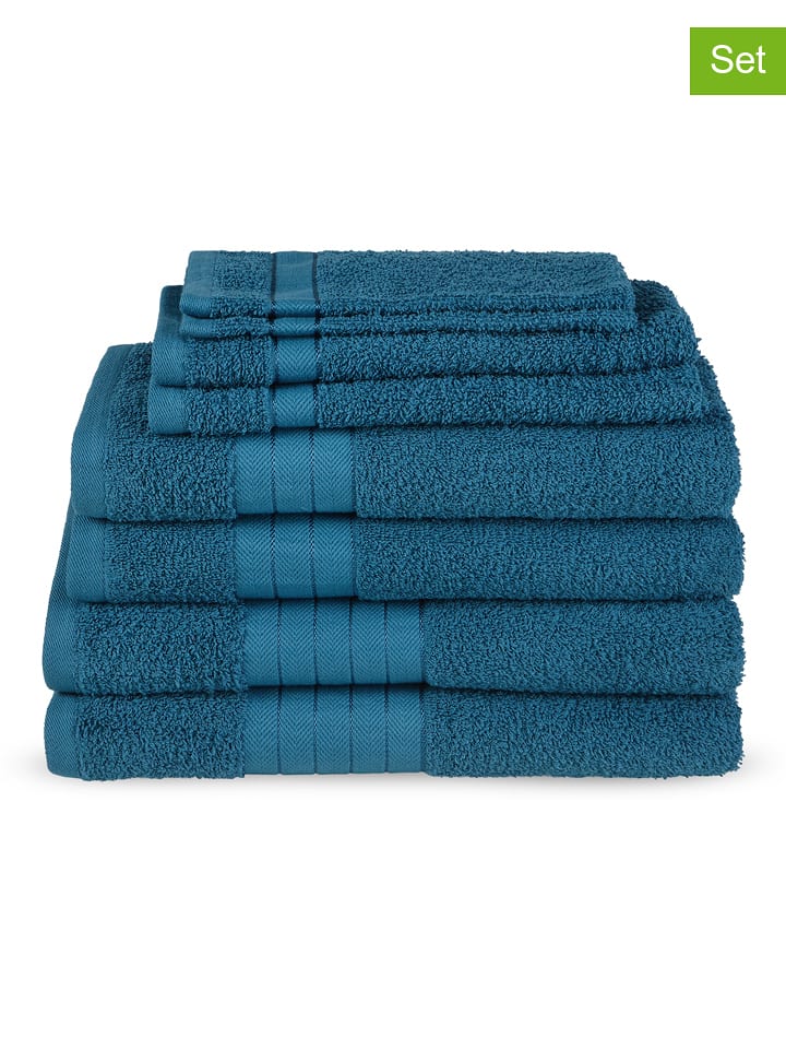 Good Morning 8-częściowy zestaw ręczników w kolorze morskim rozmiar: 16x22 cm
