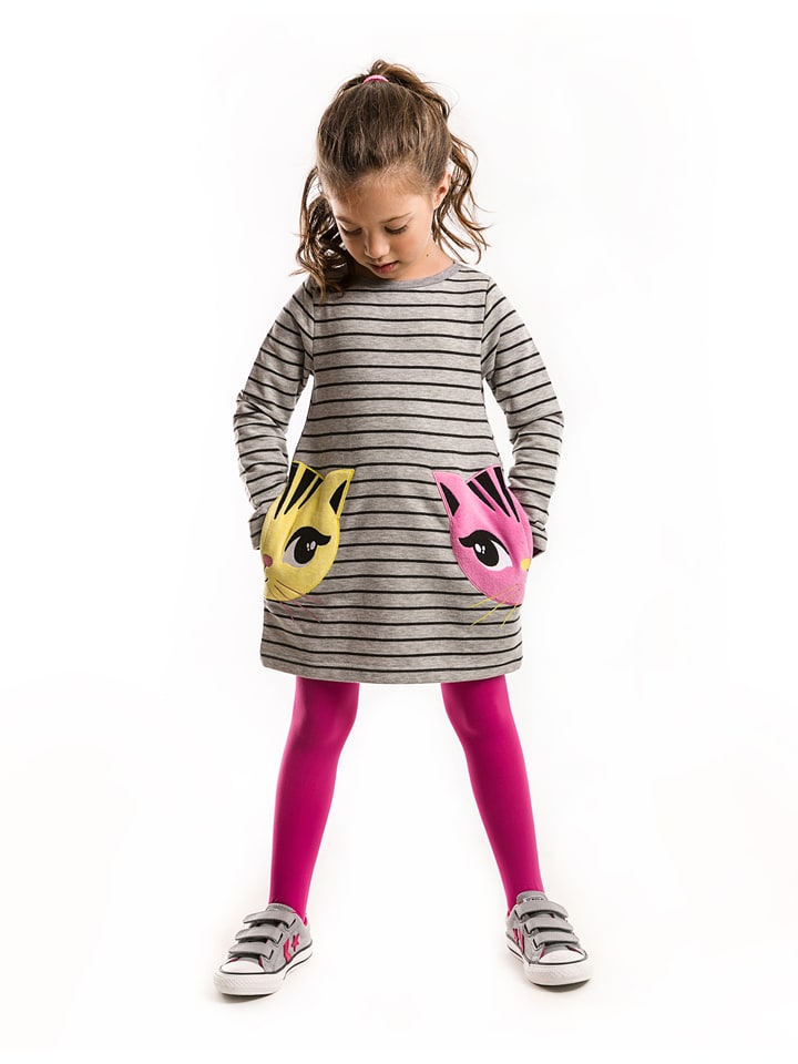 Denokids Sukienka "Twin Cat" w kolorze szarym rozmiar: 116