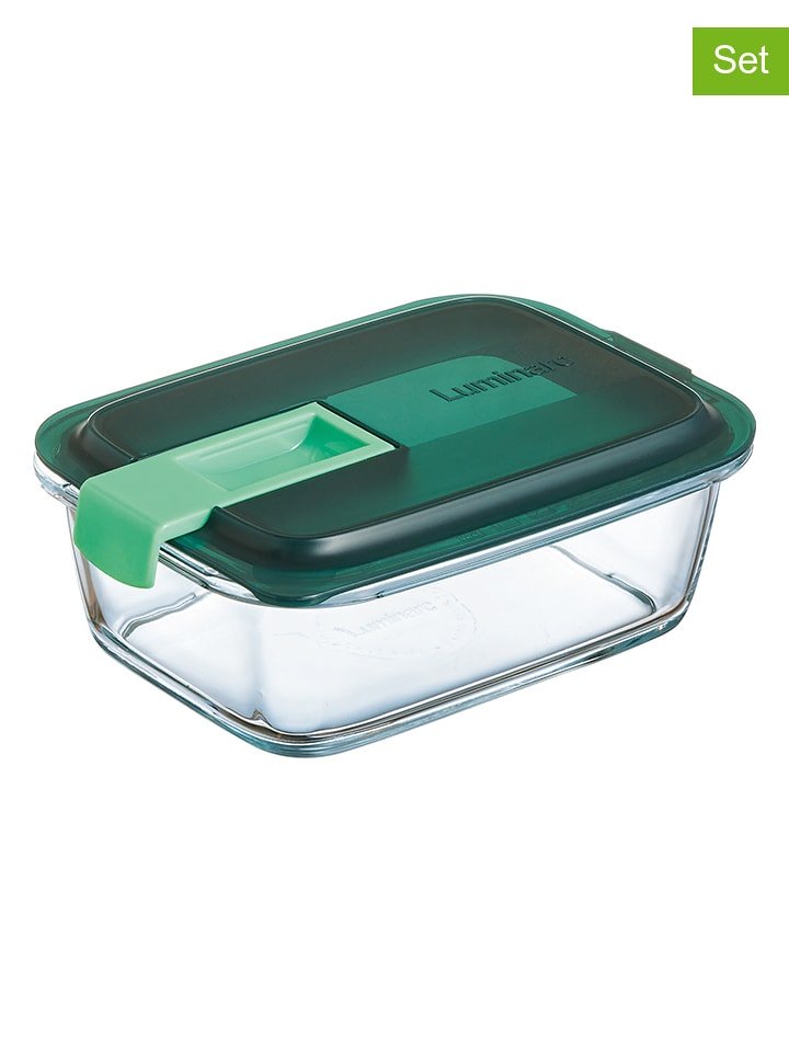 Luminarc Pojemniki (2 szt.) "Easy Box Vert" w kolorze zielonym - 1,22 l rozmiar: onesize