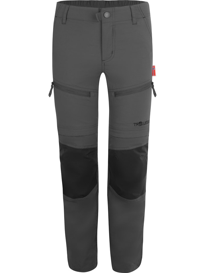Trollkids Spodnie trekkingowe Zipp-Off "Nordfjord" - Regular fit - w kolorze szarym rozmiar: 128