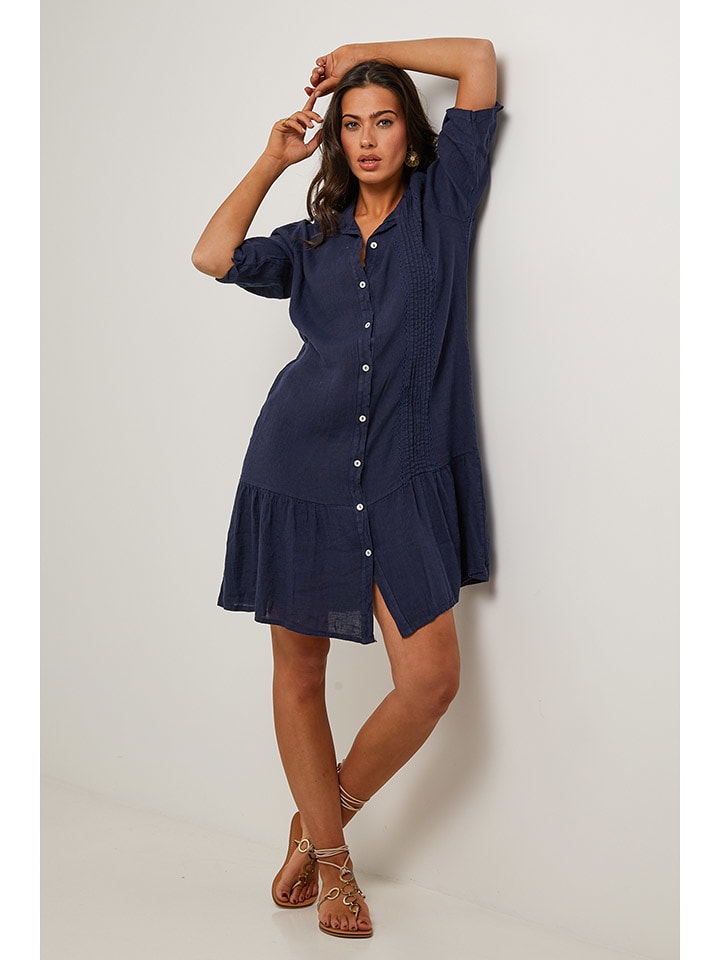 Le Monde du Lin Lniana sukienka w kolorze granatowym rozmiar: 34/36