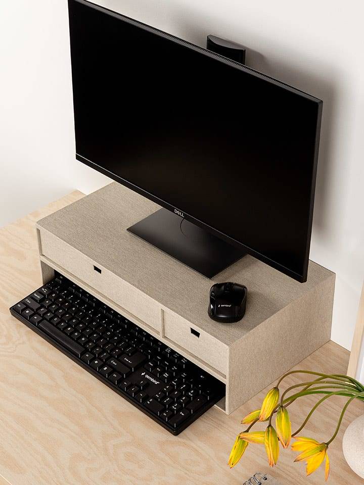 BigsoBox Stojak "Ted" w kolorze beżowym na monitor - 48,5 x 15 x 26 cm rozmiar: onesize