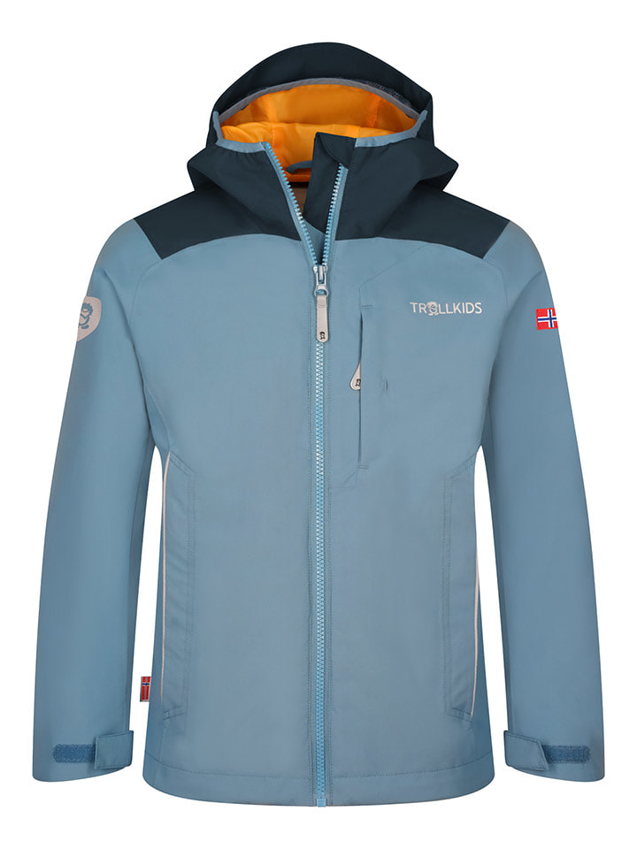 Trollkids Kurtka przeciwdeszczowa "Bergen" w kolorze błękitnym rozmiar: 116