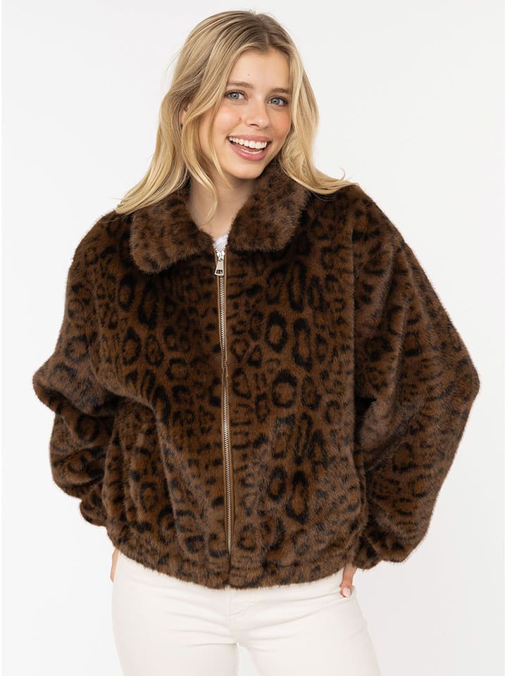 Zwillingsherz Kurtka pluszowa "Leo" w kolorze czarno-brązowym rozmiar: S/M