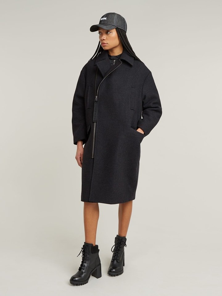 G-Star Wełniany płaszcz w kolorze czarnym rozmiar: L