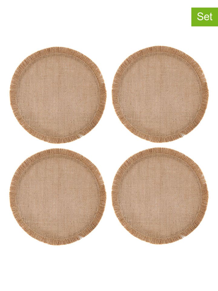 Mikasa Podkładki stołowe (4 szt.) w kolorze beżowym - Ø 38 cm rozmiar: onesize