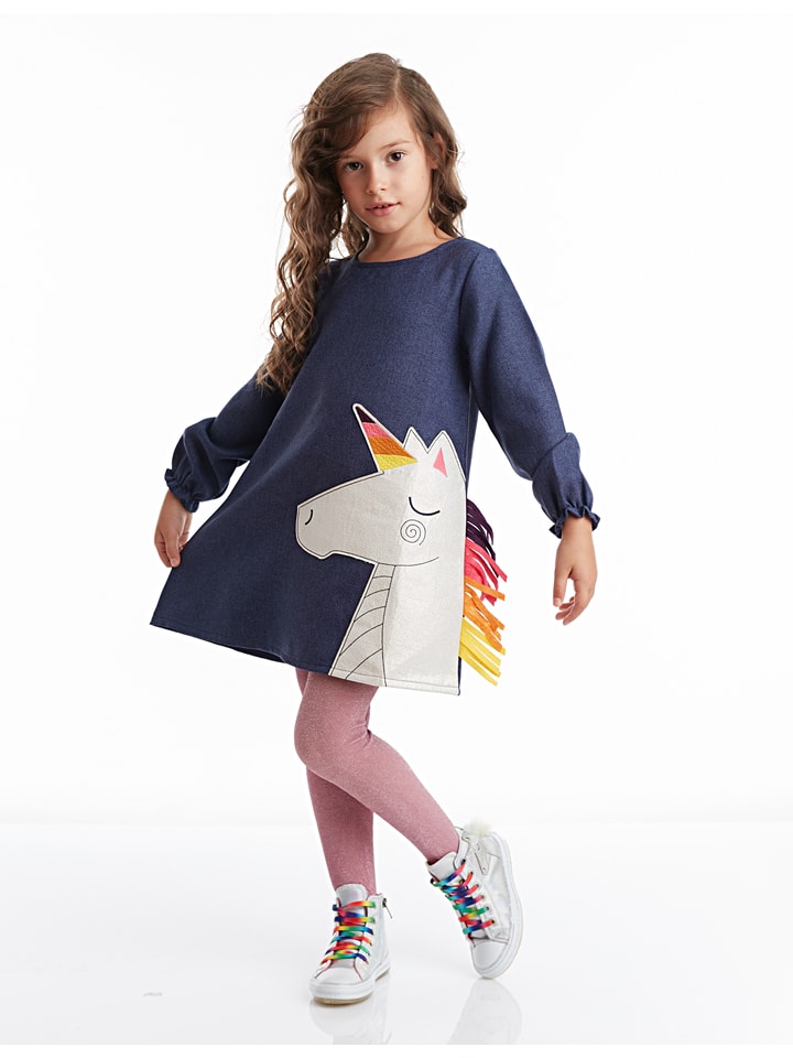 Denokids Sukienka "Colorful Unicorn" w kolorze granatowym rozmiar: 128