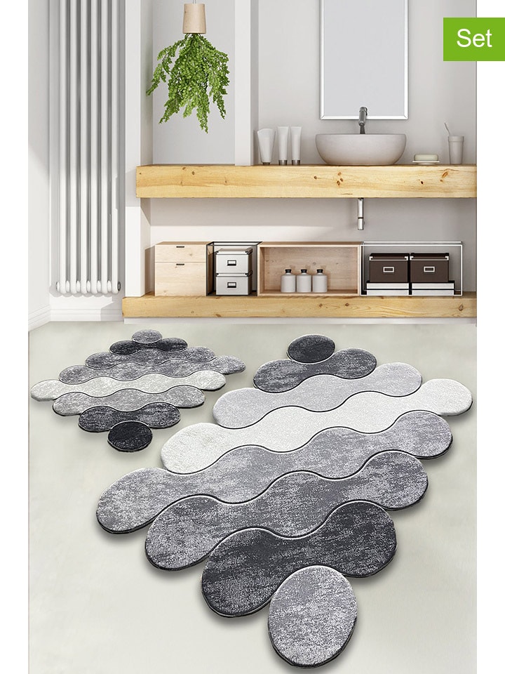 Colourful Cotton Dywaniki łazienkowe (2 szt.) "Circle" w kolorze szarym rozmiar: onesize
