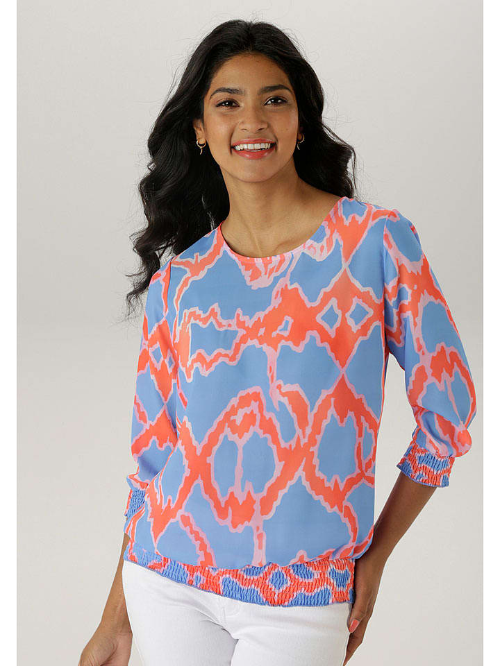 Aniston Bluzka w kolorze błękitno-brzoskwiniowym rozmiar: 44