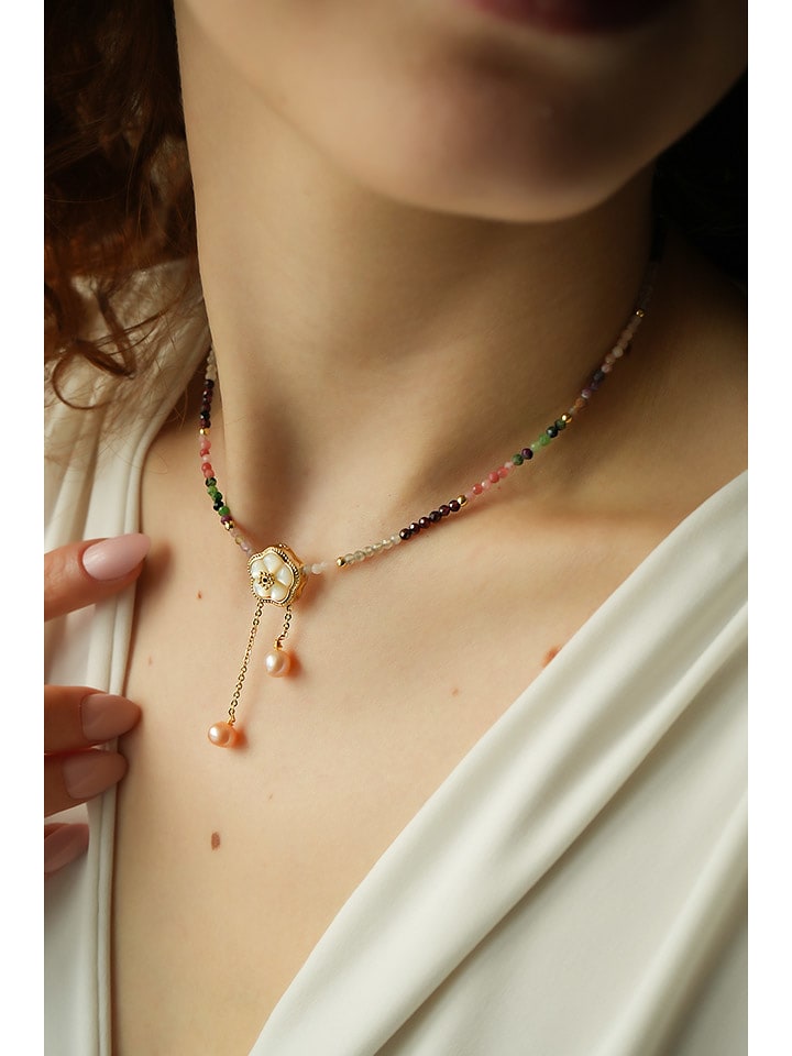 Pierres delicates Pozłacany naszyjnik z turmalinem - dł. 50 cm rozmiar: onesize