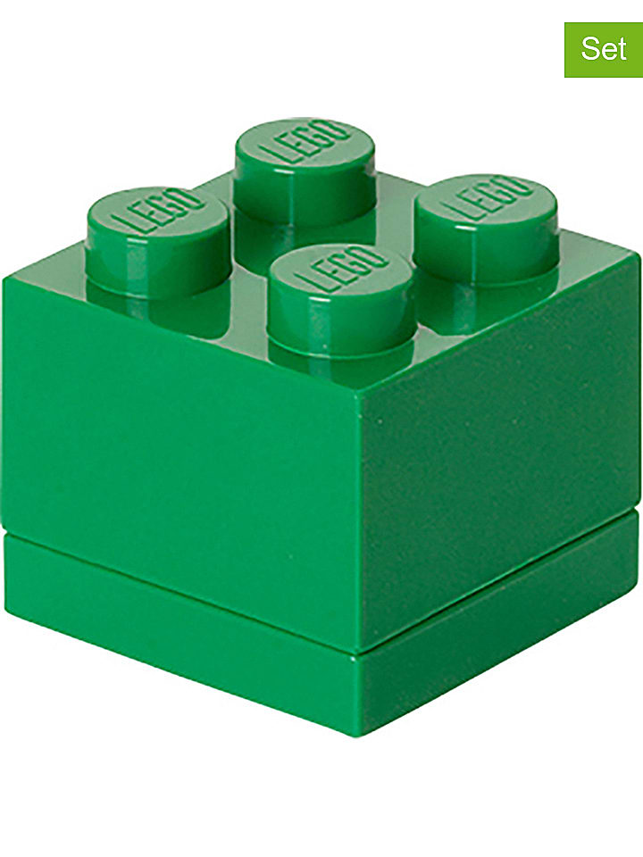 LEGO Pojemniki (3 szt.) "Mini 4" w kolorze zielonym - 4,6 x 4,3 x 4,6 cm rozmiar: onesize