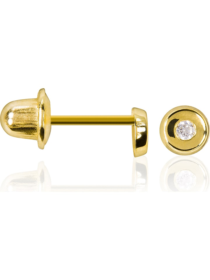 OR ÉCLAT Złote kolczyki-wkrętki "Rond" z cyrkoniami rozmiar: onesize