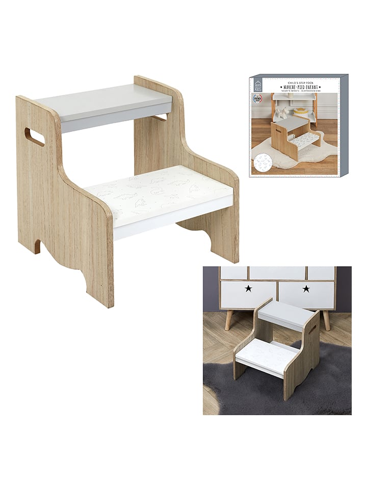 The Home Deco Kids Hocker w kolorze biało-beżowym ze schodkami - 30 x 33 x 30 cm rozmiar: onesize