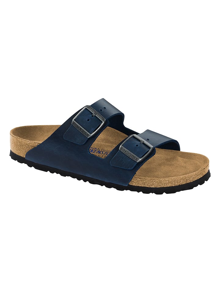 Birkenstock Skórzane klapki "Arizona" w kolorze granatowym rozmiar: 43